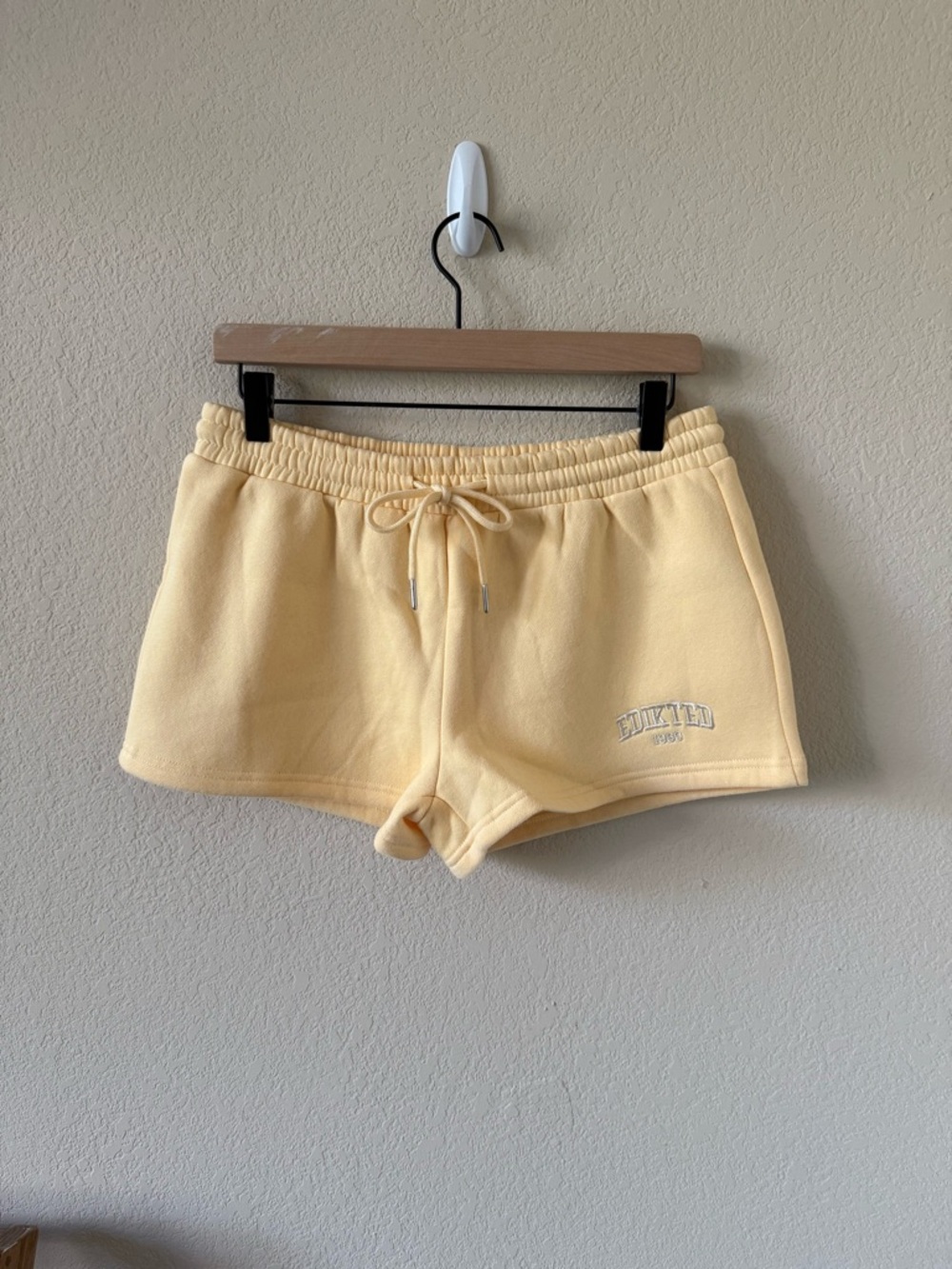 NWT Edikted Cotton Blend Drawstring Short in Yellow